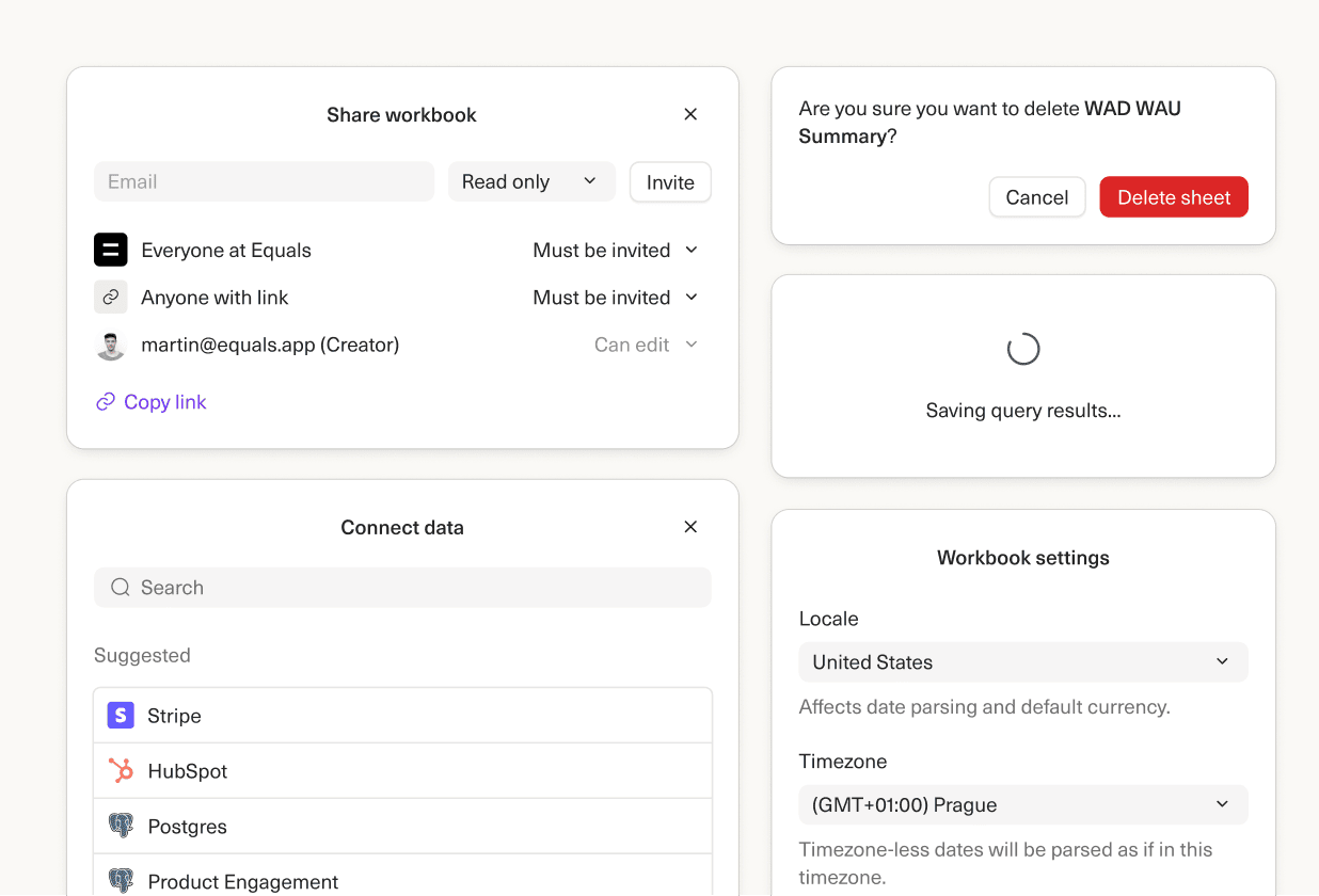 Image of new modals introduced in Equals.