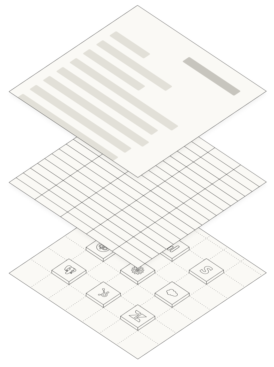 Platform architecture diagram showing Warehouse, Spreadsheet, and Analyst layers